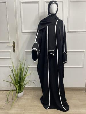 Confections ensembles tall 3 pièces grande taille, sous abaya , kimono et hijab Noir