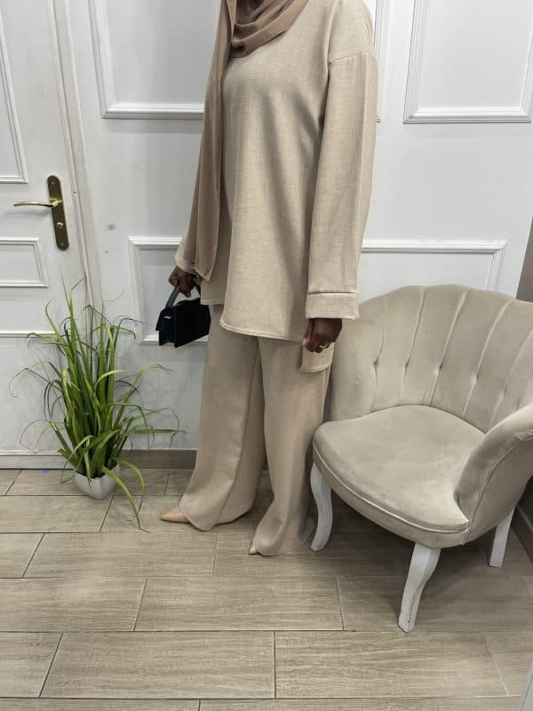 curvy , ensemble pantalon portefeuillegrande taille noeur sur le cote , mastour , tall ensemble grande longeur