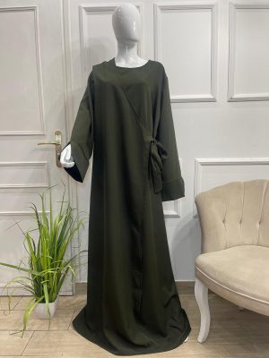 Tall - Abaya Tall jusqu'à 1m90 , abaya portefeuille grande taille tall - vert kaki