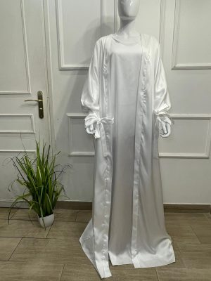 Ensemble tall chic kimono celia grande taille tall satiné - blanc