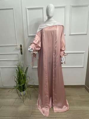 Ensemble kimono celia grande taille tall satiné - rose