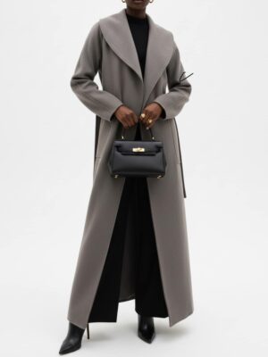 Manteau femme pour hivers Grande taille tall jusqu'à 1m85, manteau long avec ceinture- Taupe