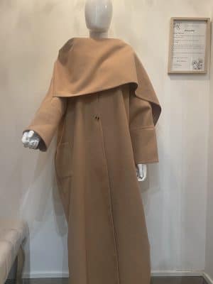 Manteau mi-long avec écharpe intégrer - Beige