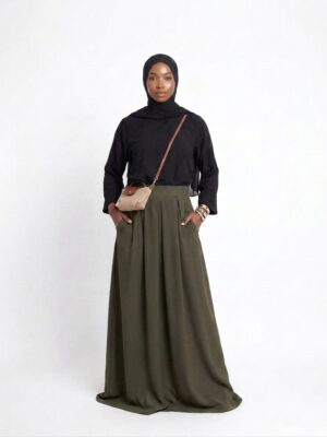 Jupe Longue Grande Taille – Taille Ajustable pour Femmes jusqu'à 1m90 - Kaki