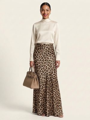 Jupe longue satin grande taille tall jusqu'à 1m90 - jupe Longue leopard