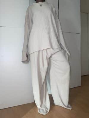 Ensemble Confection grande taille tall pantalon long et pull oversize 2 pièces - Beige