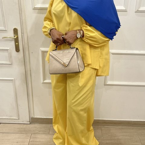 Ensemble Tall Grande Taille Femme – Confection 100% Coton, Pantalon Très Ample, Jusqu’à 1m85 - Jaune