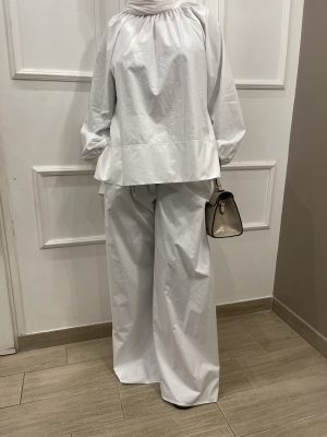 Ensemble Tall Mastour Grande Taille Femme – Confection 100% Coton, Pantalon Très Ample, Jusqu’à 1m85 - blanc