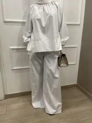 Ensemble Tall Mastour Grande Taille Femme – Confection 100% Coton, Pantalon Très Ample, Jusqu’à 1m85 - blanc