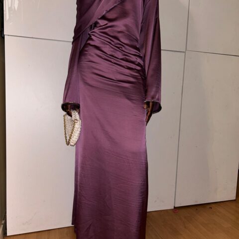 Confection Abaya satin avec ceinture intégrer grande taille tall –