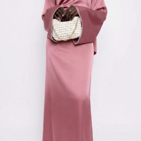 Confection Abaya satin grande taille tall - Rose
