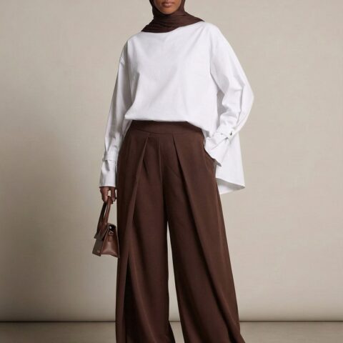 Pantalon ballon grande taille tall & curvy - Marron