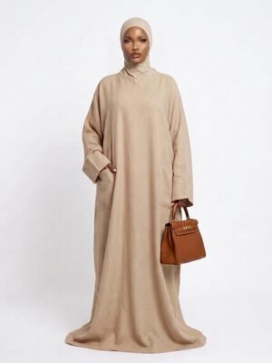 Abaya mastour très ample avec poches - Beige