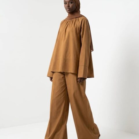 Ensemble Mastour Grande Taille Tall & curvy – Confection 100% Coton, Pantalon Très Ample, Jusqu’à 1m85 - Marron