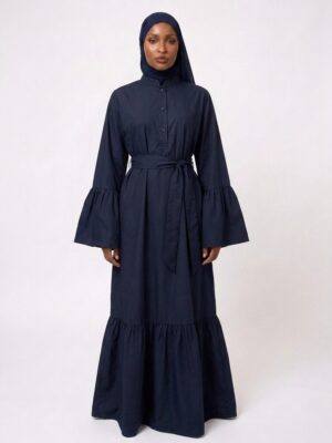 Confection Robe Ezalia longue coton 100 % - Bleu