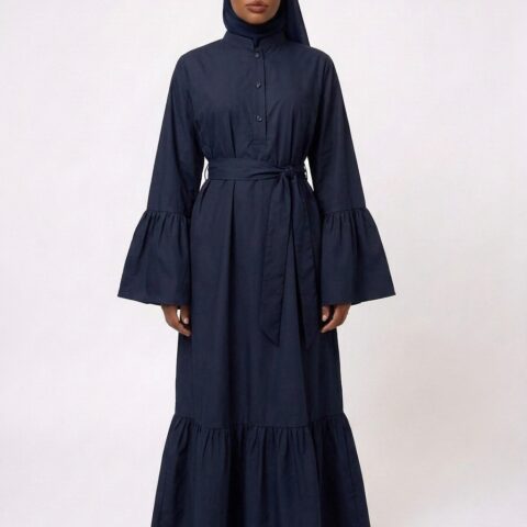 Confection Robe Ezalia longue coton - Bleu