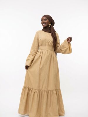 Confection Robe Ezalia longue coton 100%  - Beige