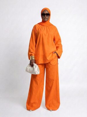Ensemble Tall Mastour Grande Taille Femme – Confection 100% Coton - Orange