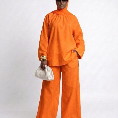 Ensemble Tall Mastour Grande Taille Femme – Confection 100% Coton - Orange