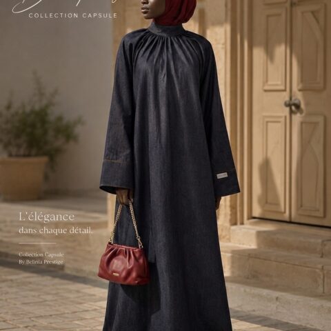 Confection Fait Main - Zalia Robe Longue grande taille Tall & curvy - Col Haut Mandarin Évasé