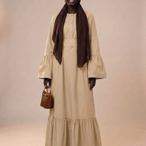 Longue robe grande taille tall & curvy - Beige