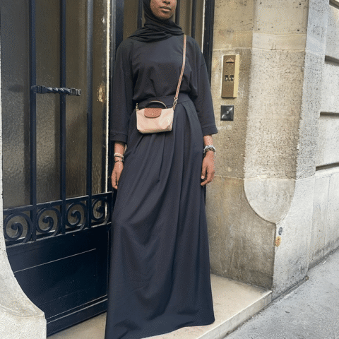 Jupe Longue évasée Tall – Taille Ajustable pour Femmes jusqu'à 1m90 - Noir
