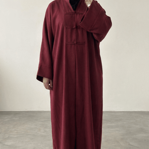 Abaya tall lyrelle Fermoirs Brandebourg — Coupe Ample & Fluide - BORDEAUX